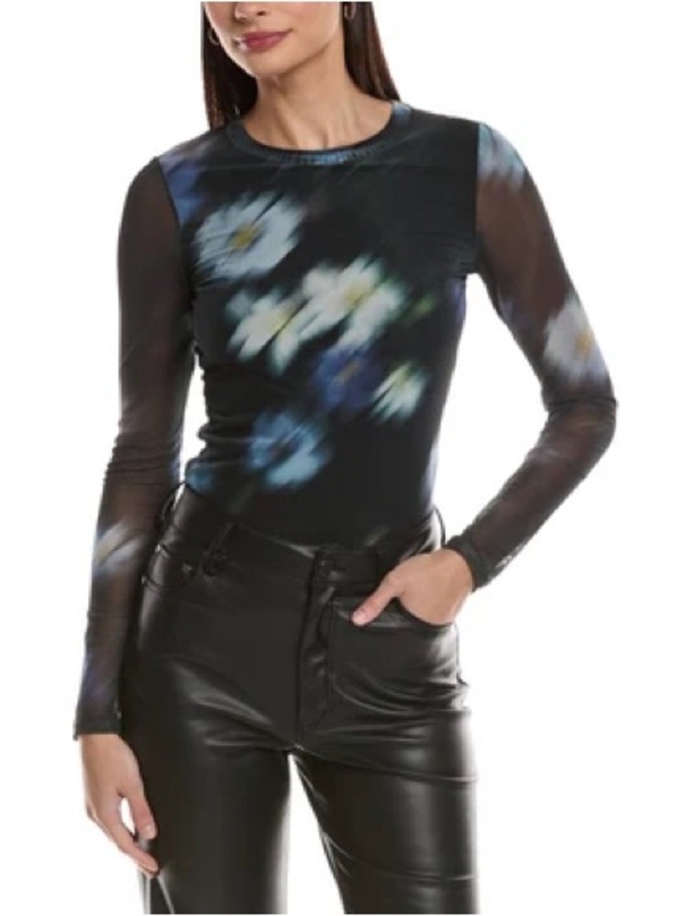 Rag & Bone Aliyah Long Sleeve Mesh Shirt Large